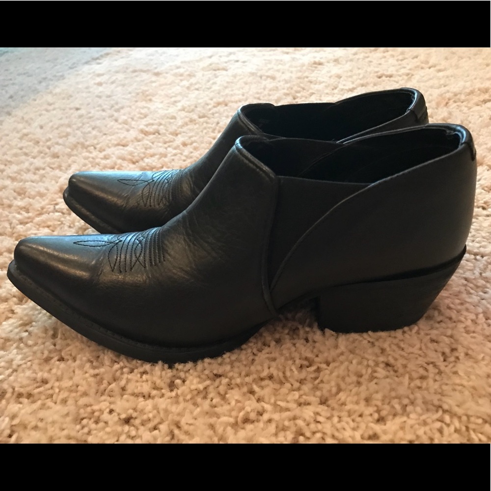 Rawhide black leather western booties